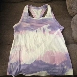 Purple and white tie dye Nike shirt